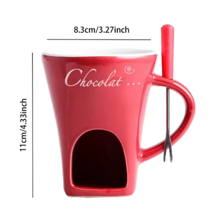 Taza De Navidad Para Derretir Tu Comida Favorita + Tenedor Especial